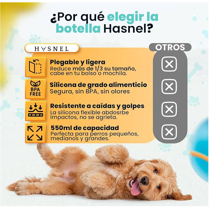 Botella de Agua Portátil 2 en 1 para Perros y Gatos - Plegable y Antiderrames