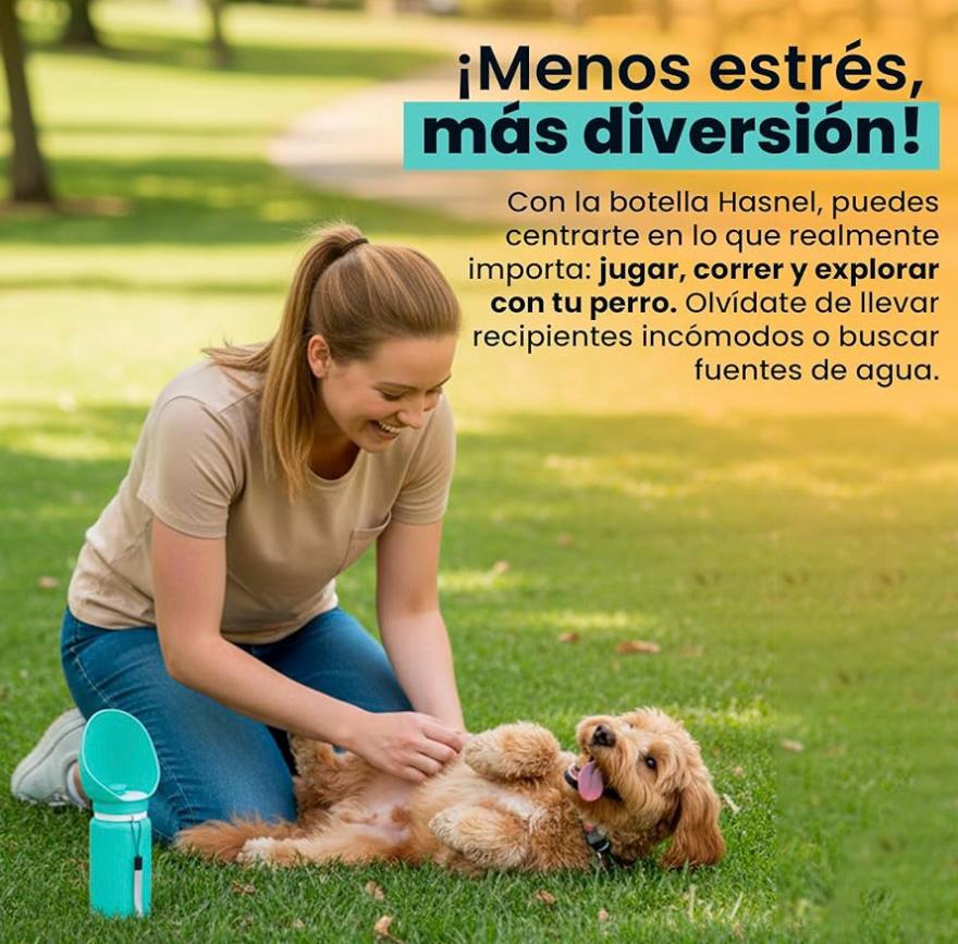 Botella de Agua Portátil 2 en 1 para Perros y Gatos - Plegable y Antiderrames