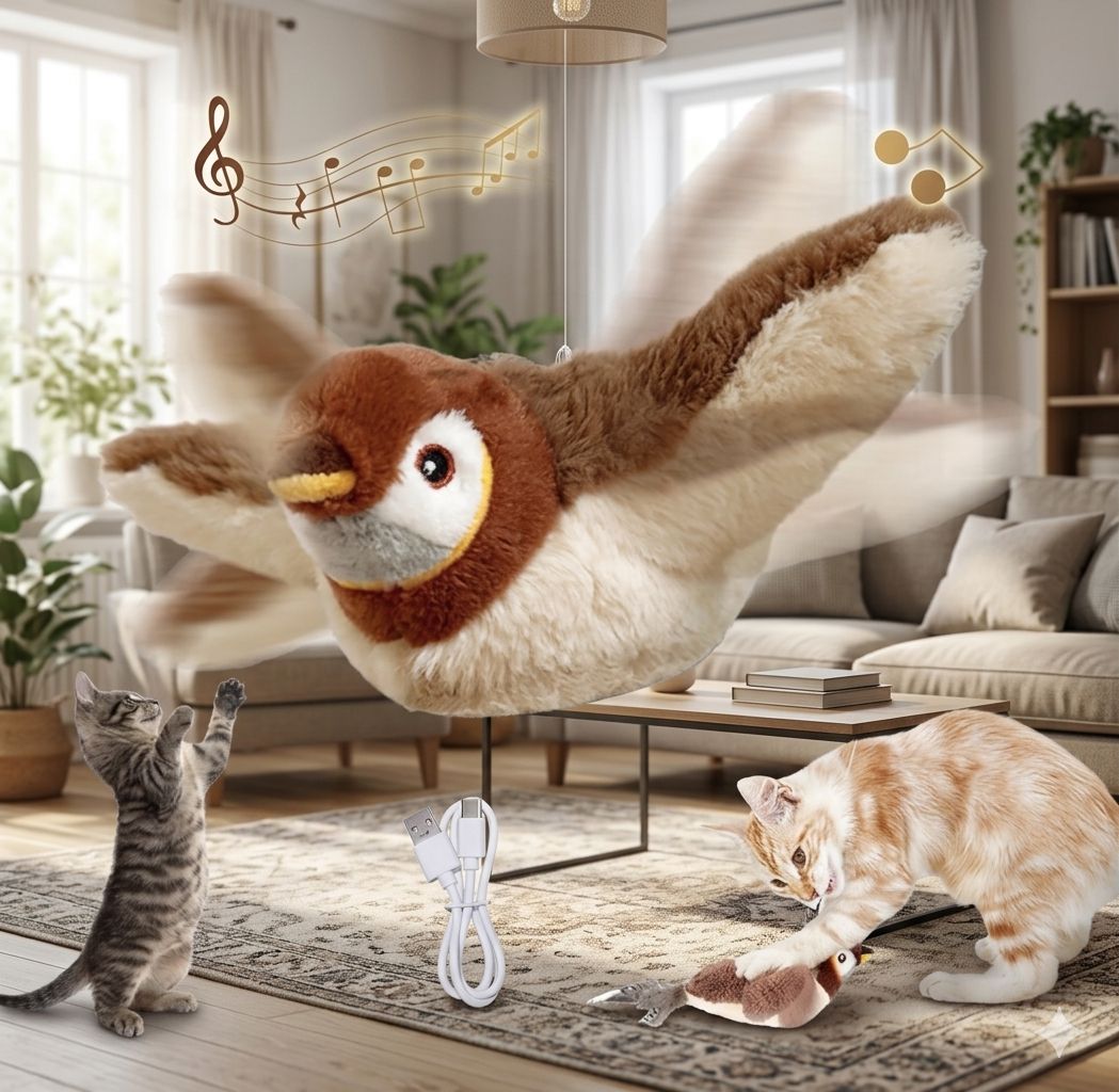 Juguete para gatos pajaro volador