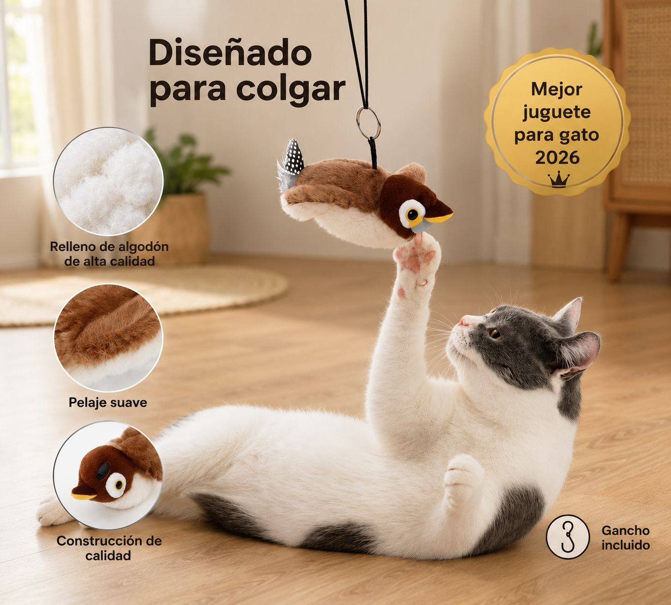 Juguete para gatos pajaro volador