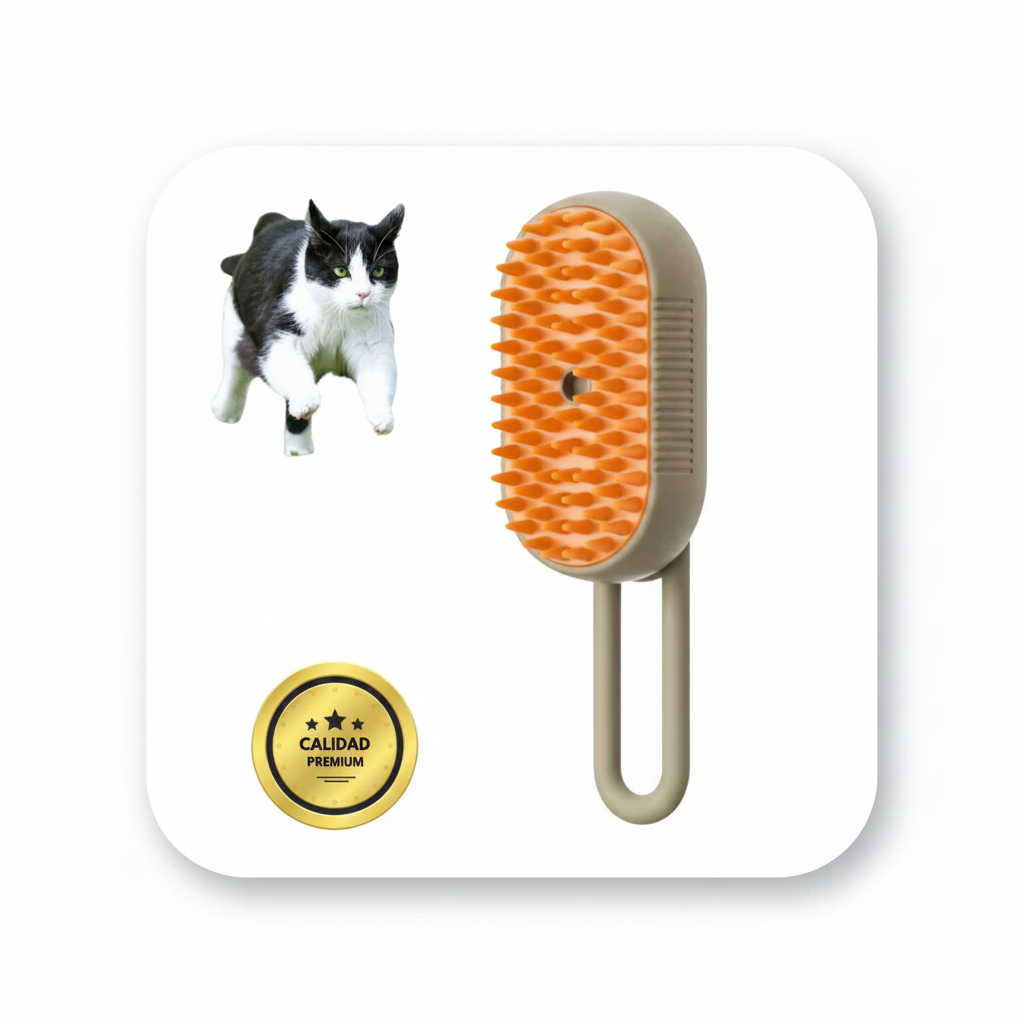 Cepillo Steamy-Pet™ 3-en-1: La Revolución en Higiene y Bienestar para tu Perro y Gato | ¡Adiós al Pelo Suelto y al Estrés!